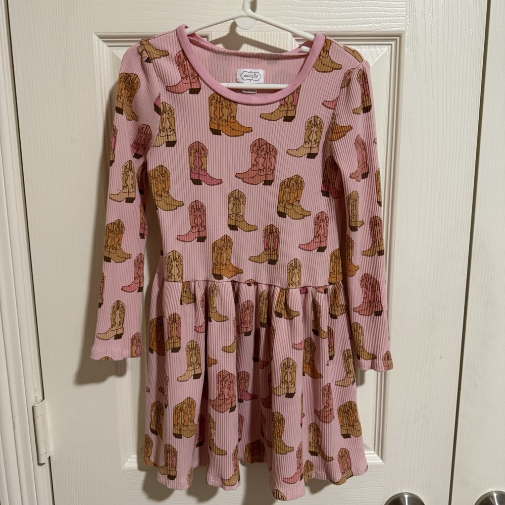 Mud Pie Toddler Girl Pink‎ Cowboy Boot Dress 4T-5T